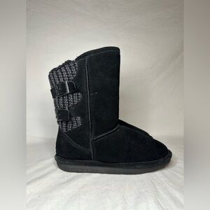 BEARPAW Boshie - Youth Black Suede Knit Winter Boots Sz: 4